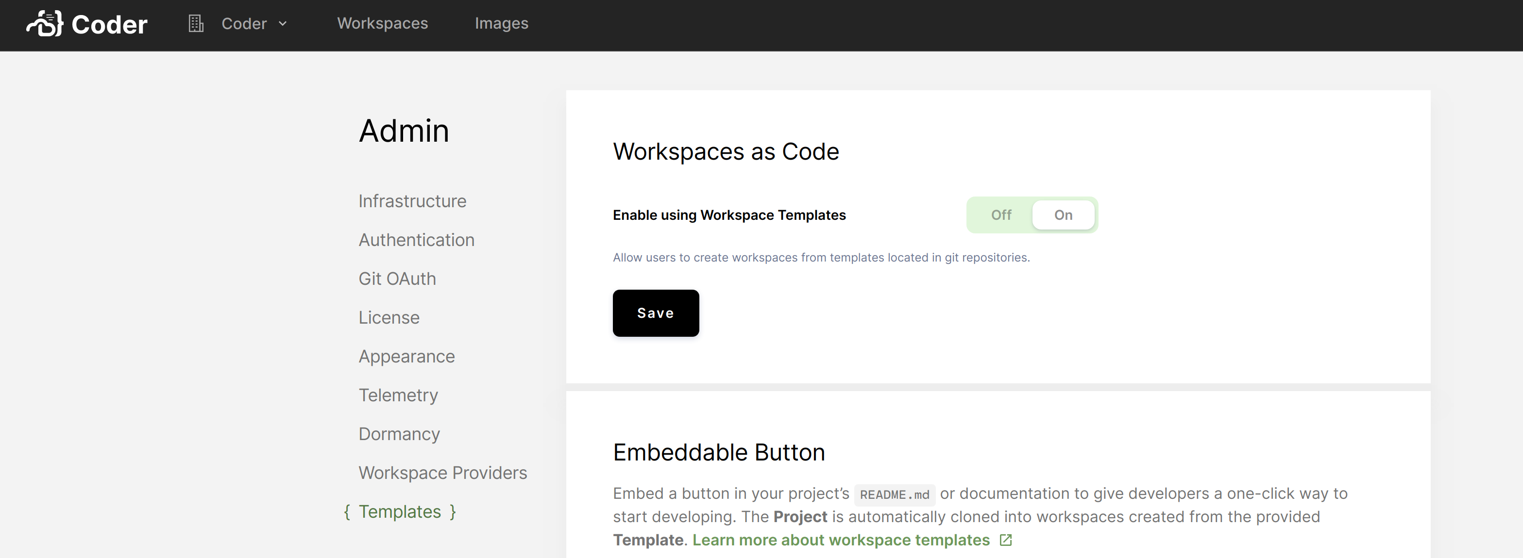 toggle workspaces as code